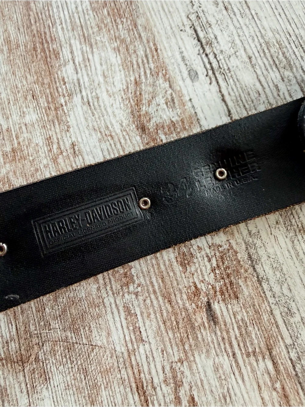 Harley-Davidson Black Leather Silver Wing Logo Belt 34